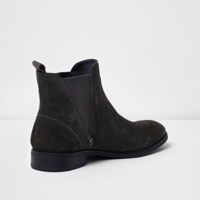 Charcoal grey suede Chelsea boots